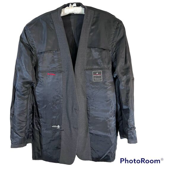 Hickey Freeman 100% Wool Vintage Blazer Sport Coat Jacket Gray 2 Button 46 Long - Picture 3 of 11